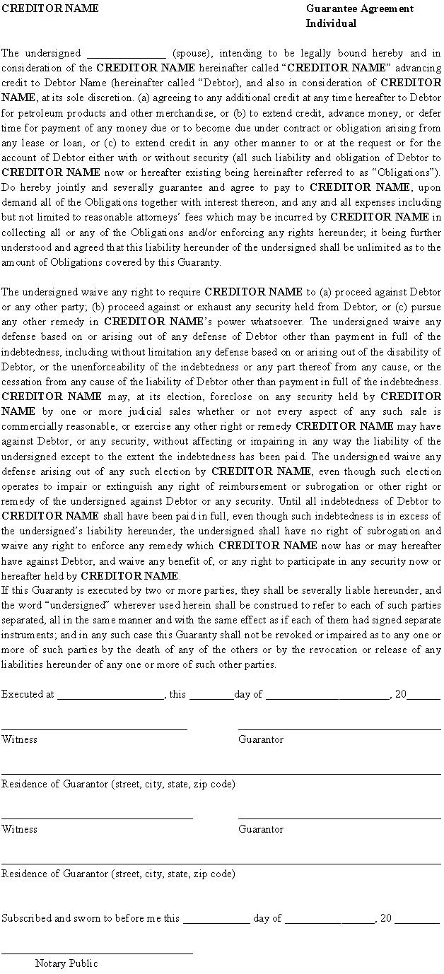 Personal Guaranty Form 305 | The Kaplan Group